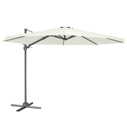Dellonda Cantilever Parasol with 360° Rotation, Tilt & Cover 3m - Cream