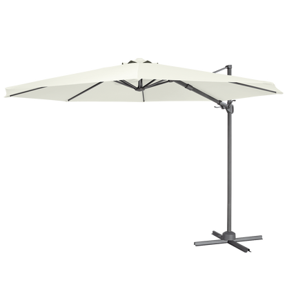 Dellonda Cantilever Parasol with 360° Rotation, Tilt & Cover 3m - Cream
