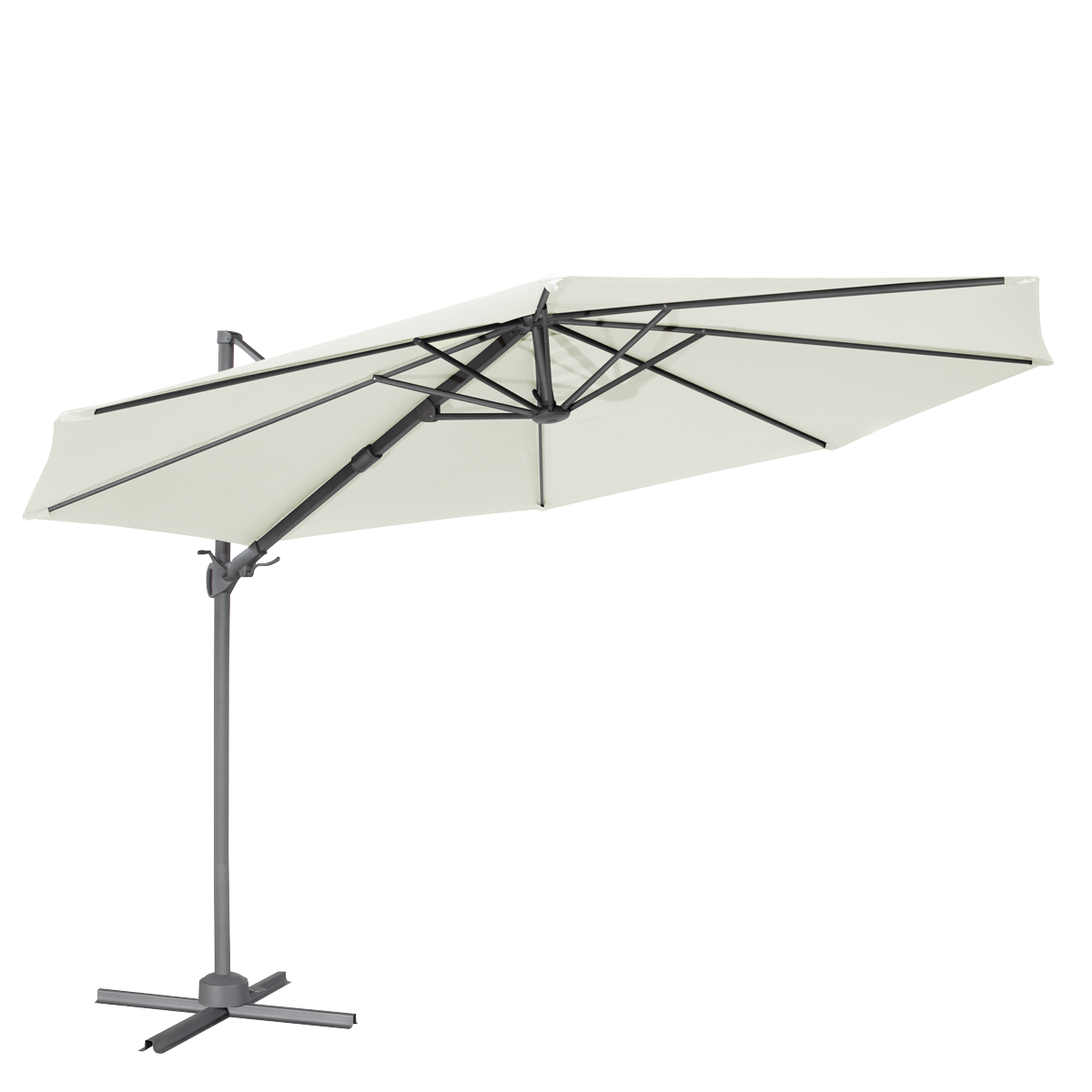 Dellonda Cantilever Parasol with 360° Rotation, Tilt & Cover 3m - Cream