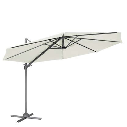 Dellonda Cantilever Parasol with 360° Rotation, Tilt & Cover 3m - Cream