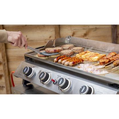 Dellonda 4 Burner Stainless Steel Portable Gas Plancha with Warming Rack 10kW