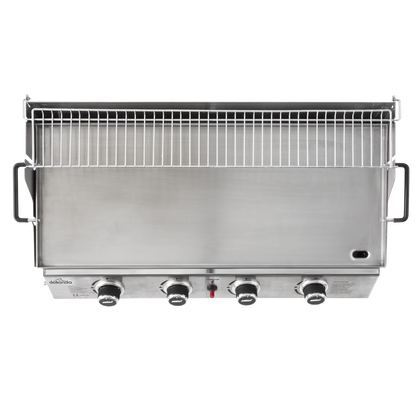 Dellonda 4 Burner Stainless Steel Portable Gas Plancha with Warming Rack 10kW