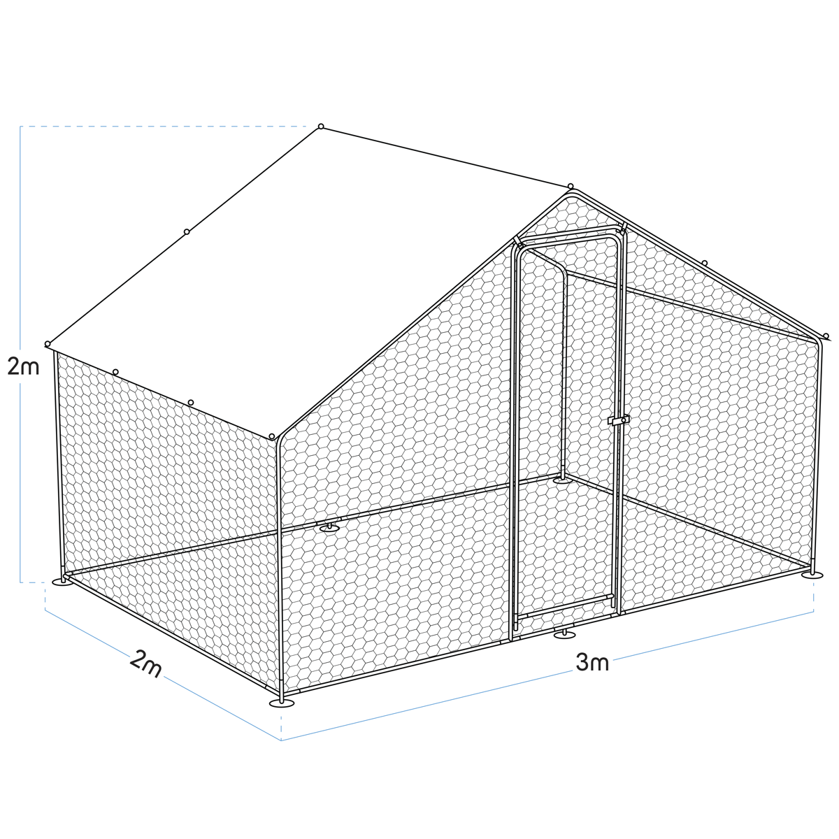 Dellonda Walk-In Galvanized Steel Chicken Run with Roof Cover & PVC Coated Chicken Wire