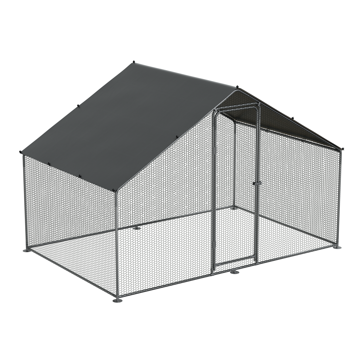 Dellonda Walk-In Galvanized Steel Chicken Run with Roof Cover & PVC Coated Chicken Wire