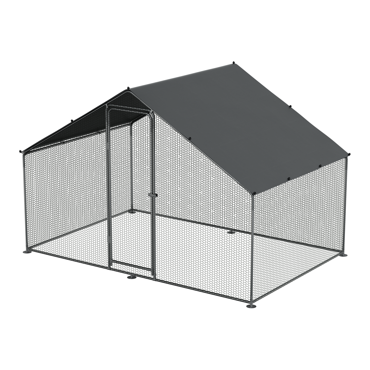Dellonda Walk-In Galvanized Steel Chicken Run with Roof Cover & PVC Coated Chicken Wire
