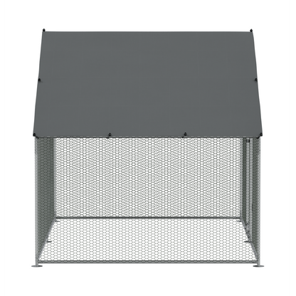 Dellonda Walk-In Galvanized Steel Chicken Run with Roof Cover & PVC Coated Chicken Wire