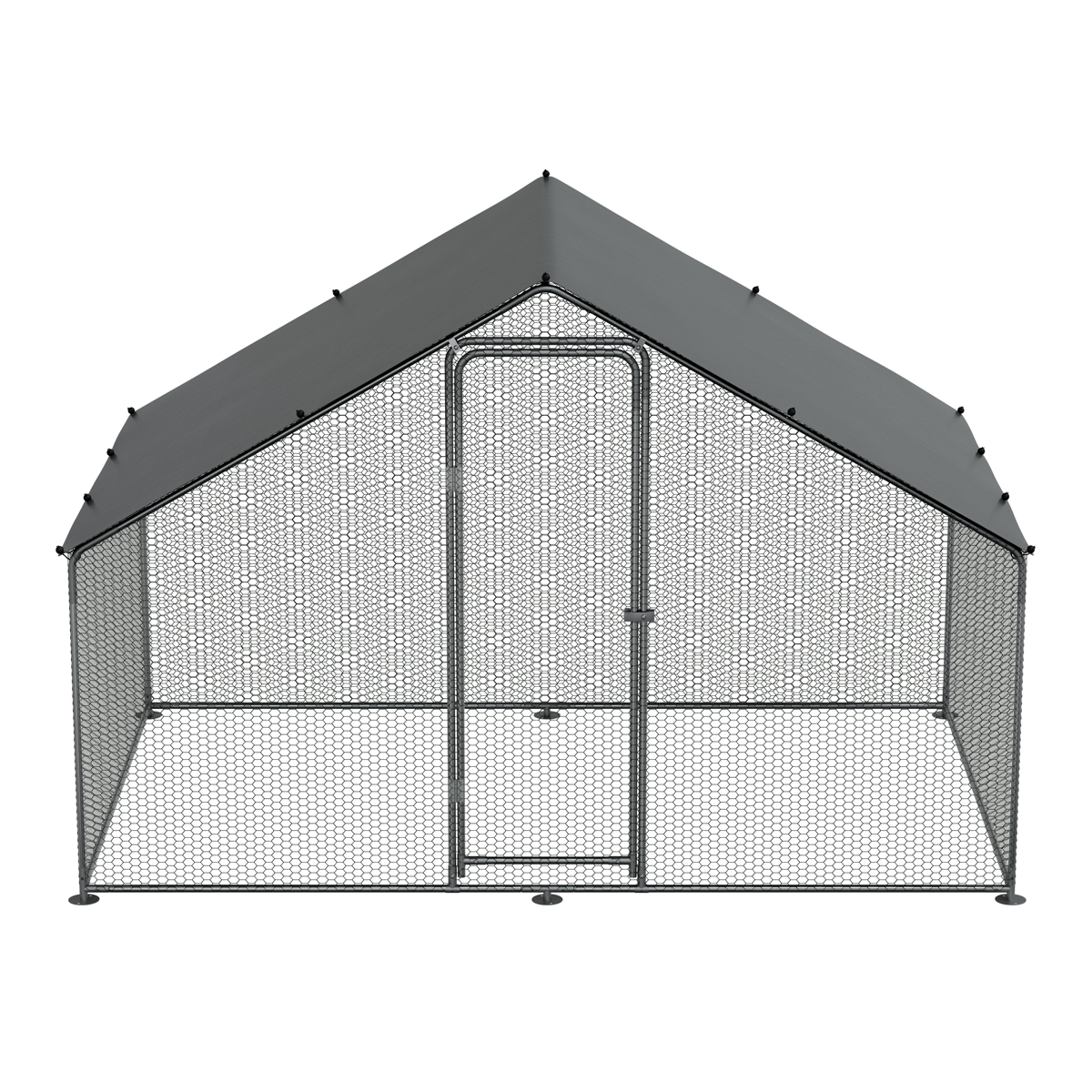 Dellonda Walk-In Galvanized Steel Chicken Run with Roof Cover & PVC Coated Chicken Wire