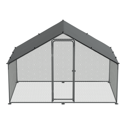 Dellonda Walk-In Galvanized Steel Chicken Run with Roof Cover & PVC Coated Chicken Wire