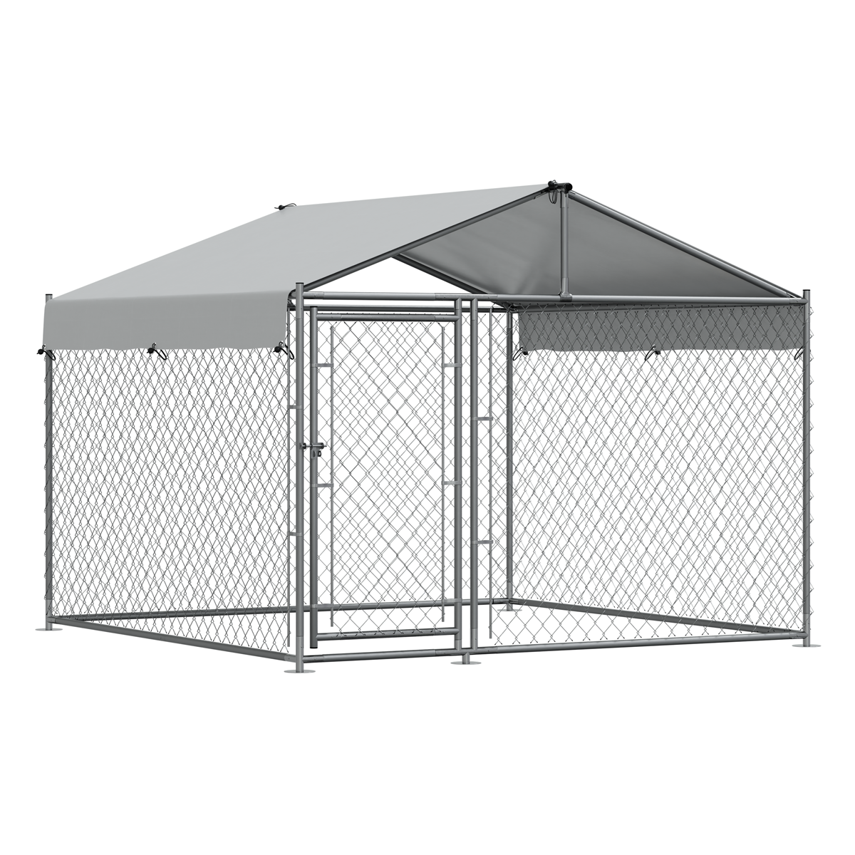 Dellonda Galvanised Steel Dog Kennel with Roof Cover & Chain Link Fencing 2 x 2 x 1.5m