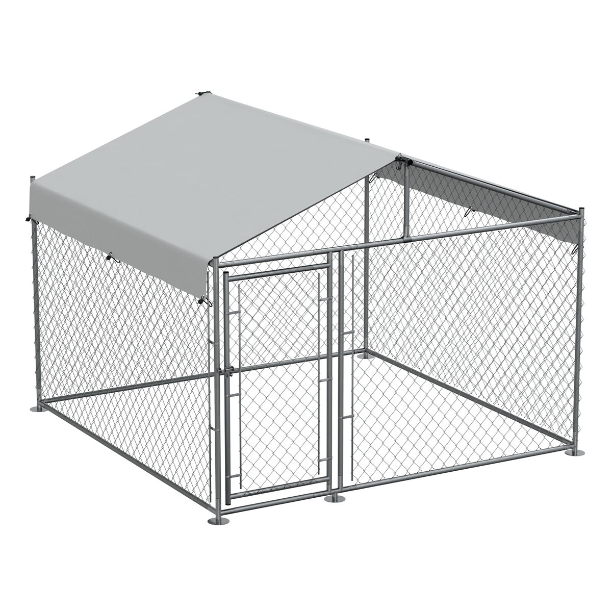 Dellonda Galvanised Steel Dog Kennel with Roof Cover & Chain Link Fencing 2 x 2 x 1.5m