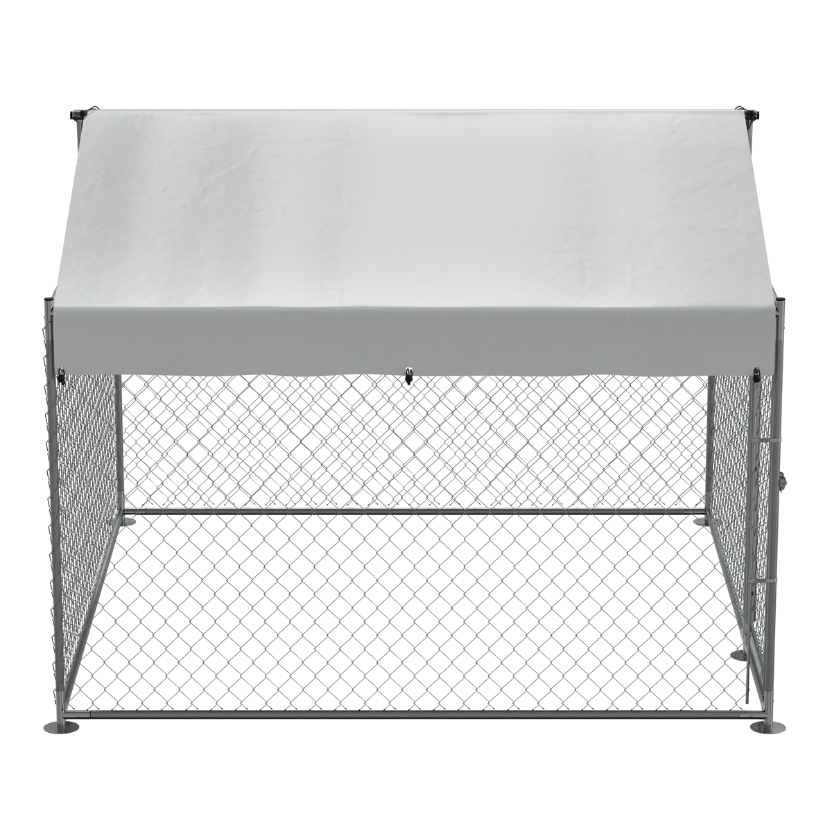 Dellonda Galvanised Steel Dog Kennel with Roof Cover & Chain Link Fencing 2 x 2 x 1.5m