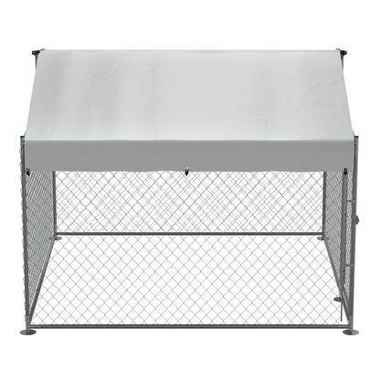 Dellonda Galvanised Steel Dog Kennel with Roof Cover & Chain Link Fencing 2 x 2 x 1.5m