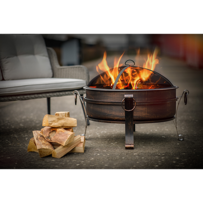 Dellonda 76cm Deluxe 2-in-1 Outdoor Fire Pit & Coffee Table Antique Bronze Effect