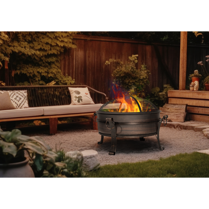 Dellonda 76cm Deluxe 2-in-1 Outdoor Fire Pit & Coffee Table Antique Bronze Effect