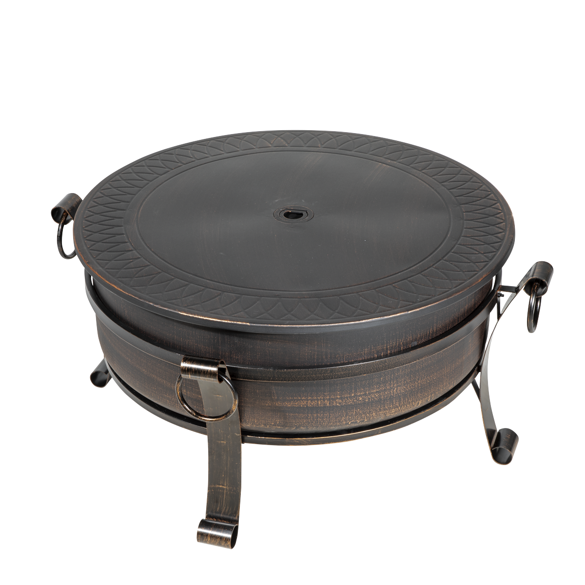 Dellonda 76cm Deluxe 2-in-1 Outdoor Fire Pit & Coffee Table Antique Bronze Effect