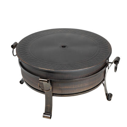 Dellonda 76cm Deluxe 2-in-1 Outdoor Fire Pit & Coffee Table Antique Bronze Effect