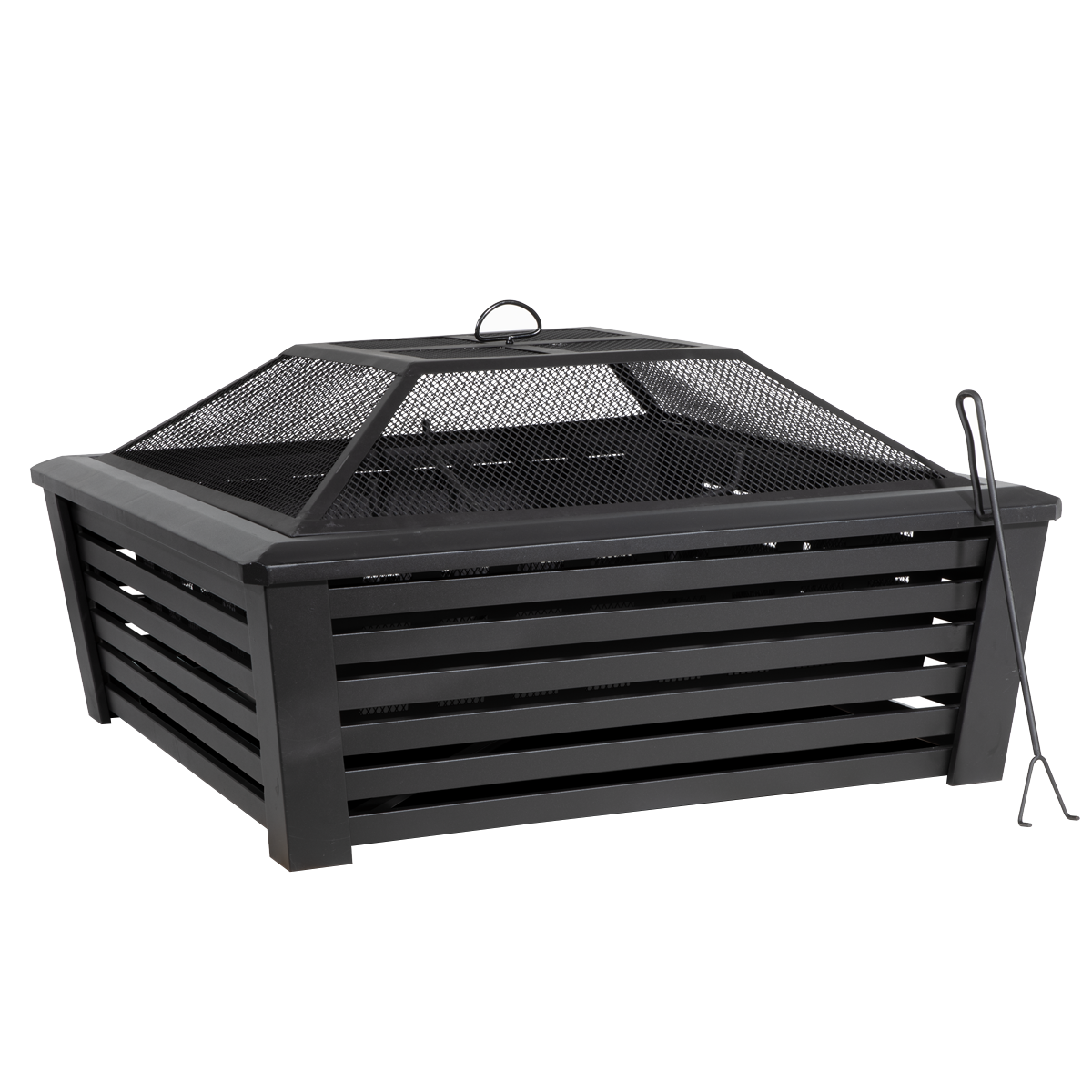 Dellonda 89cm Square Outdoor Fire Pit, Black