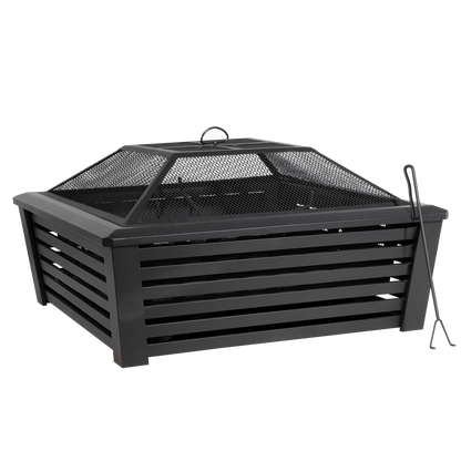 Dellonda 89cm Square Outdoor Fire Pit, Black