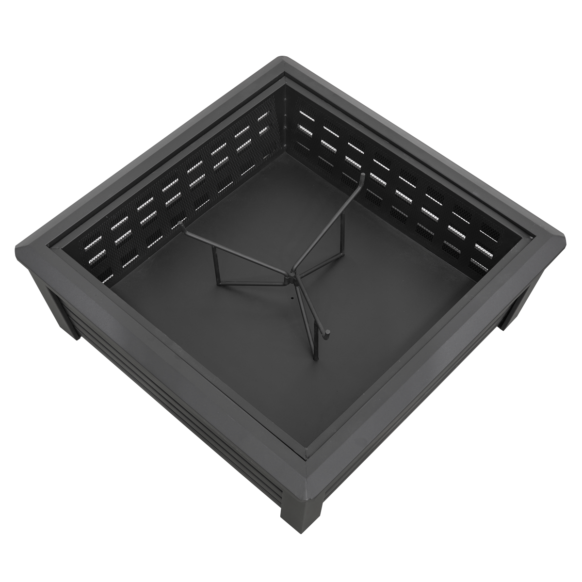 Dellonda 89cm Square Outdoor Fire Pit, Black