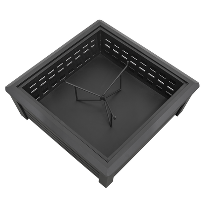 Dellonda 89cm Square Outdoor Fire Pit, Black