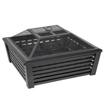 Dellonda 89cm Square Outdoor Fire Pit, Black