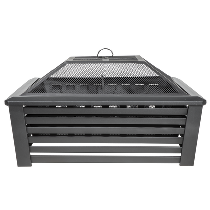 Dellonda 89cm Square Outdoor Fire Pit, Black