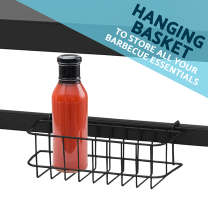 Dellonda Plancha Trolley with Utensil Holder - Black