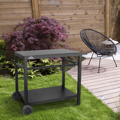 Dellonda Plancha Trolley with Utensil Holder - Black