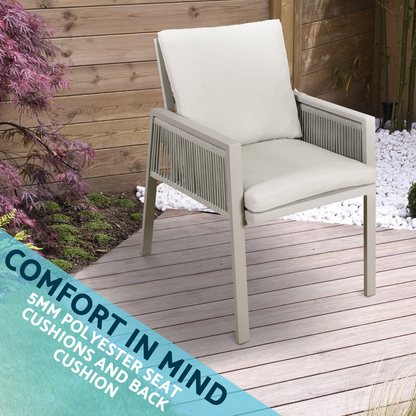 Dellonda Fusion Garden/Patio Dining Chairs with Armrests 4pc - Light Grey