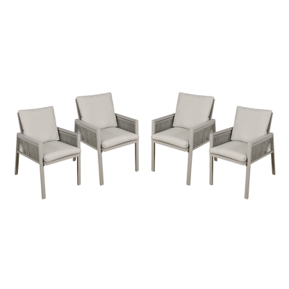 Dellonda Fusion Garden/Patio Dining Chairs with Armrests 4pc - Light Grey