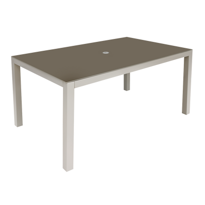 Dellonda Fusion Aluminium Garden Dining Table with Tempered Glass & Parasol Hole - Light Grey