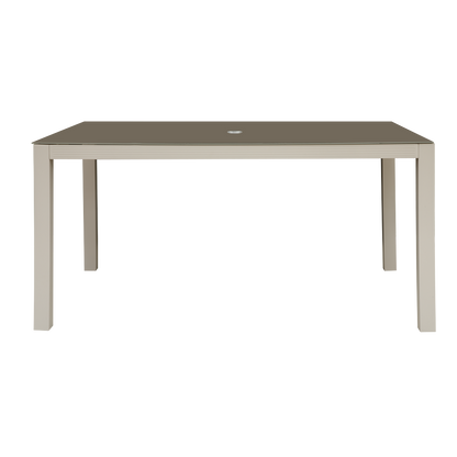 Dellonda Fusion Aluminium Garden Dining Table with Tempered Glass & Parasol Hole - Light Grey