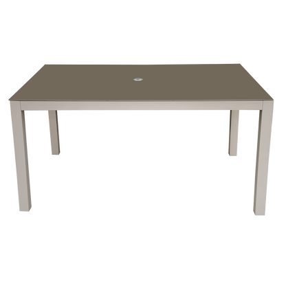 Dellonda Fusion Aluminium Garden Dining Table with Tempered Glass & Parasol Hole - Light Grey