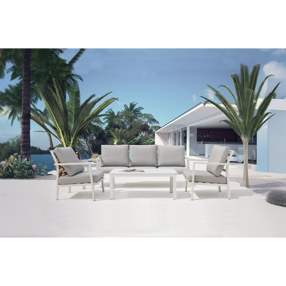 Dellonda Kyoto Aluminium Outdoor Sofa & Coffee Table Set 4pc