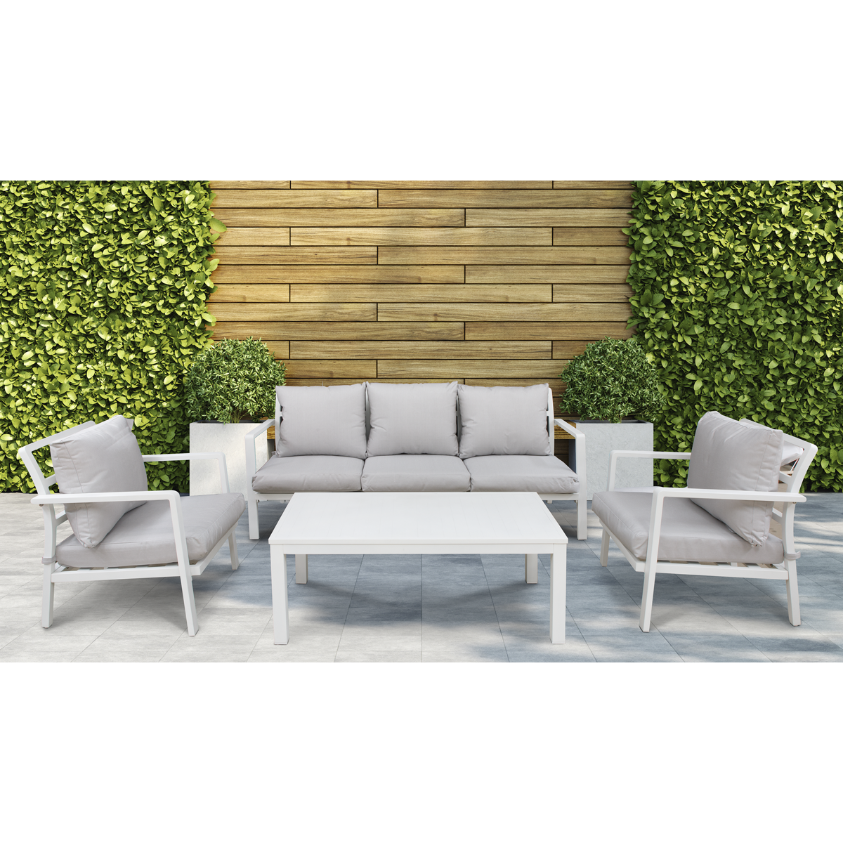 Dellonda Kyoto Aluminium Outdoor Sofa & Coffee Table Set 4pc