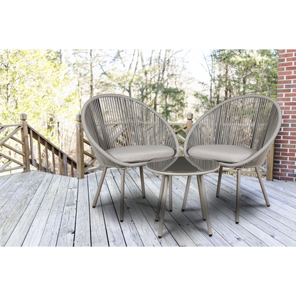 Dellonda Como Steel Bistro Set with Tempered Glass Tabletop 3pc
