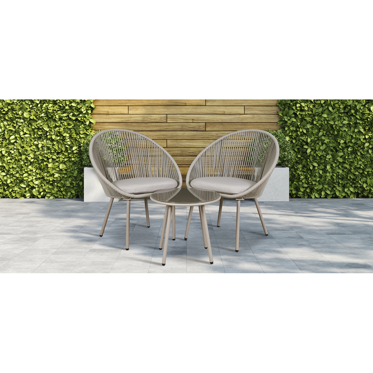 Dellonda Como Steel Bistro Set with Tempered Glass Tabletop 3pc