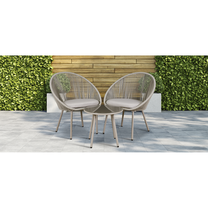 Dellonda Como Steel Bistro Set with Tempered Glass Tabletop 3pc