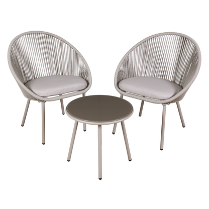 Dellonda Como Steel Bistro Set with Tempered Glass Tabletop 3pc