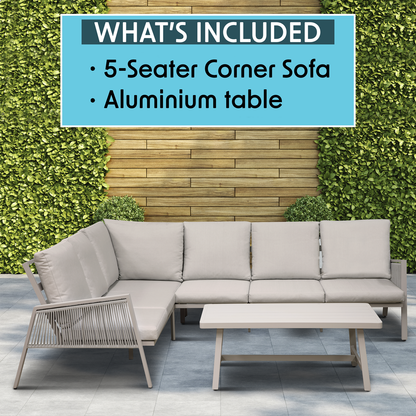 Dellonda Fusion Aluminium Outdoor Corner Sofa & Coffee Table Set 4pc