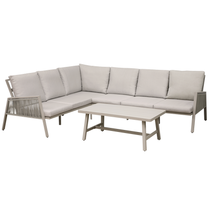 Dellonda Fusion Aluminium Outdoor Corner Sofa & Coffee Table Set 4pc