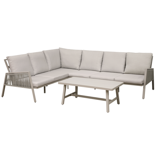 Dellonda Fusion Aluminium Outdoor Corner Sofa & Coffee Table Set 4pc
