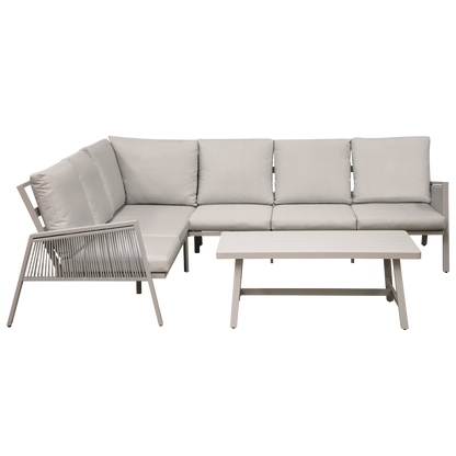 Dellonda Fusion Aluminium Outdoor Corner Sofa & Coffee Table Set 4pc