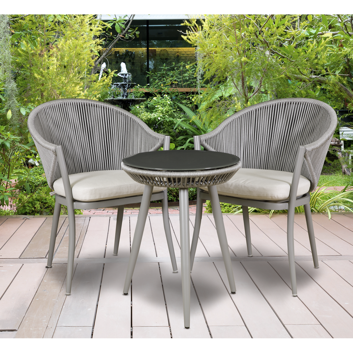 Dellonda Echo Aluminium Balcony Set with Tempered Glass Tabletop 3pc