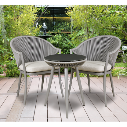 Dellonda Echo Aluminium Balcony Set with Tempered Glass Tabletop 3pc