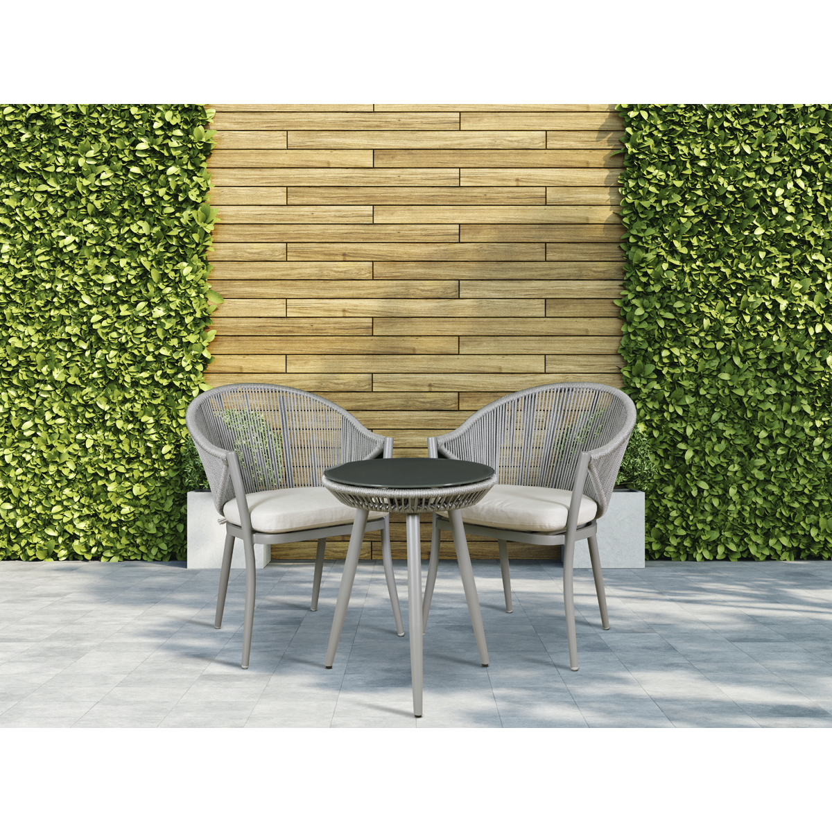 Dellonda Echo Aluminium Balcony Set with Tempered Glass Tabletop 3pc