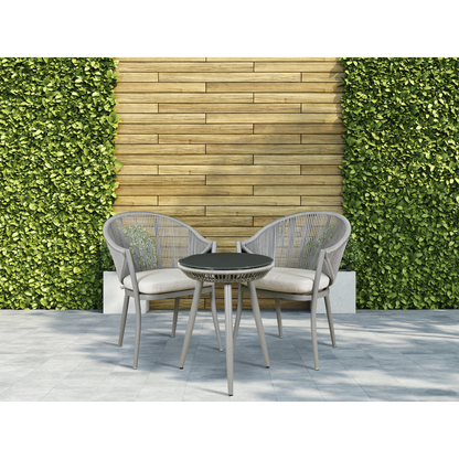 Dellonda Echo Aluminium Balcony Set with Tempered Glass Tabletop 3pc