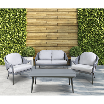Dellonda Echo Aluminium Outdoor Sofa, Chair & Coffee Table Set 4pc