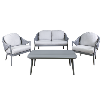 Dellonda Echo Aluminium Outdoor Sofa, Chair & Coffee Table Set 4pc