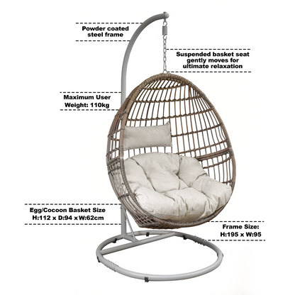Dellonda Single Swinging Egg Chair with Cushion